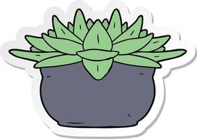 sticker of a cartoon succulent plant vector