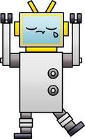 robot llorando de dibujos animados sombreado degradado vector