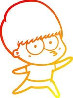 warm gradient line drawing nervous cartoon boy vector