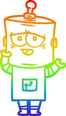 rainbow gradient line drawing cartoon robot
