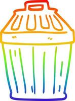 rainbow gradient line drawing cartoon waste bin vector