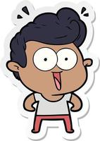 sticker of a cartoon excited man vector