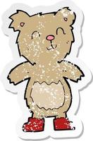 retro distressed sticker of a cartoon teddy bear vector