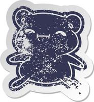 distressed old sticker kawaii cute teddy bear vector