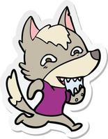 sticker of a cartoon hungry wolf vector