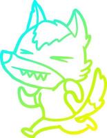 cold gradient line drawing angry wolf cartoon vector