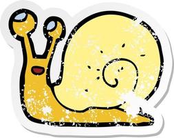 retro distressed sticker of a cartoon snail vector