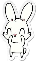 sticker of a cute cartoon rabbit vector