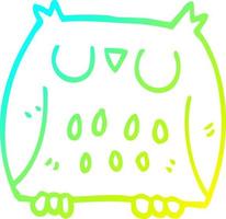 cold gradient line drawing cartoon happy owl vector