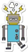 sticker of a cute cartoon malfunctioning robot vector