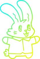 cold gradient line drawing cartoon happy rabbit vector