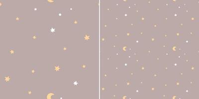 Seamless pattern with cute stars on a brown background. Children's texture in scandinavian style for fabric, textile, clothing, nursery decoration. Vector illustration