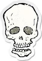 retro distressed sticker of a cartoon skull vector