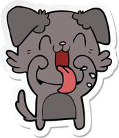 sticker of a cartoon panting dog vector