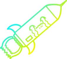 cold gradient line drawing cartoon crying rocket vector