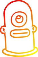 warm gradient line drawing cartoon cyclops face vector