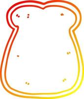 warm gradient line drawing cartoon slice of bread vector