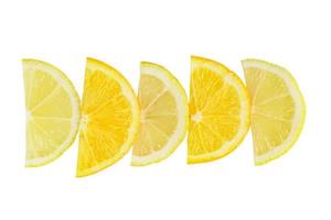citrus slice, oranges and lemons halves isolated on white background, clipping path photo