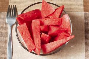 Delicious water melons in a bowl photo