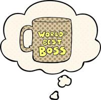 la mejor taza de jefe del mundo y la burbuja de pensamiento al estilo de las historietas vector