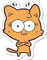 sticker of a cartoon surprised cat vector