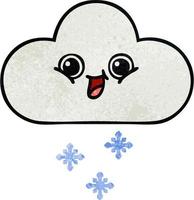 nube de nieve de dibujos animados de textura grunge retro vector