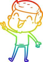 rainbow gradient line drawing cartoon man laughing vector