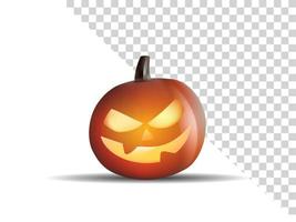 calabaza sobre fondo alfa. calabaza naranja con sonrisa para tu diseño para la festividad de halloween. ilustración vectorial vector