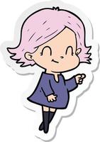 sticker of a cartoon friendly girl vector