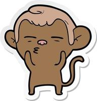 sticker of a cartoon suspicious monkey vector