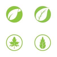 logotipos de vector de elemento de naturaleza de ecología de hoja de árbol verde