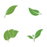 logotipos de vector de elemento de naturaleza de ecología de hoja de árbol verde