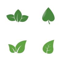 logotipos de vector de elemento de naturaleza de ecología de hoja de árbol verde