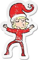 retro distressed sticker of a santas helper cartoon vector