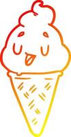 warm gradient line drawing cute ice cream vector