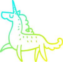 cold gradient line drawing cartoon magical unicorn vector