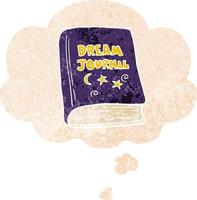 cartoon dream journal and thought bubble in retro textured style vector