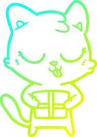 cold gradient line drawing cute cartoon cat vector