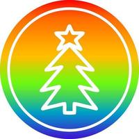 christmas tree circular in rainbow spectrum vector