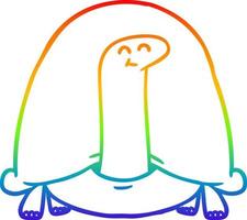 tortuga de dibujos animados de dibujo de línea de degradado de arco iris vector