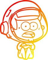 warm gradient line drawing cartoon surprised astronaut vector