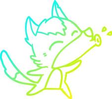 cold gradient line drawing howling wolf cartoon vector