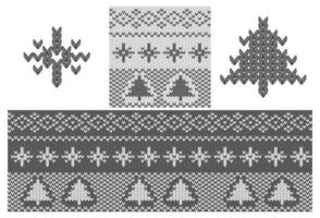 Black and white Christmas pattern background. Holiday sweater with fairisle ornament for jumper or pullover. Knitted winter design vector