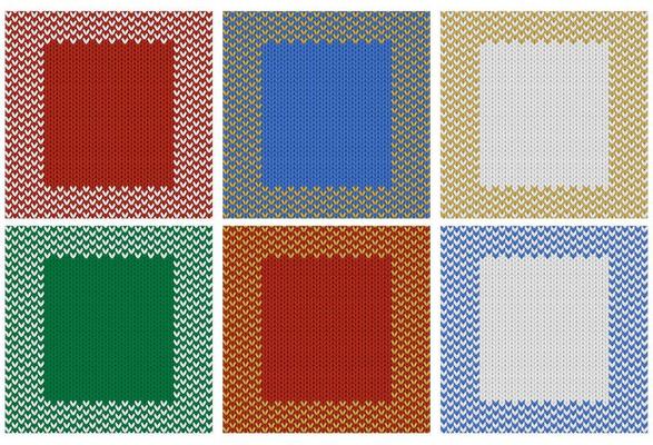 Christmas knit frame with fairisle ornament. Merry Xmas vector design of sweater texture for flyer or poster. Creative greeting card in square shape for print.