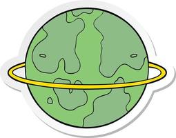 sticker of a cartoon alien planet vector