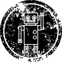 dancing robot distressed icon vector