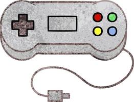 retro grunge texture cartoon game controller vector