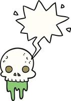 cartoon spooky halloween skull and speech bubble vector