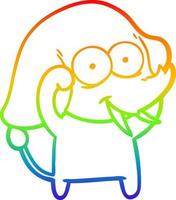 rainbow gradient line drawing happy cartoon elephant vector