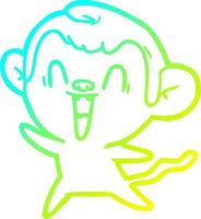 cold gradient line drawing cartoon laughing monkey vector